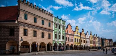 colorful houses on the streets of Telc