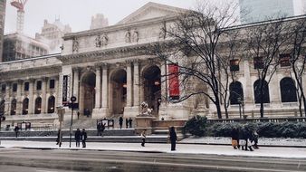 architectural building in the city center in winter