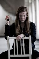 Girl Young in horror movie