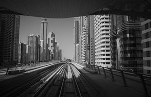 Black and white cityscape of Dubai