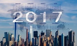 2017 calendar on city background