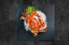 boiled crab on a square plate