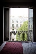 open Window in hotel Bedroom, france, paris