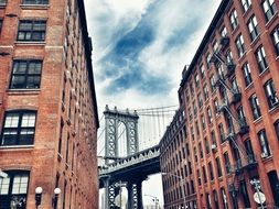 view through residential buildings on the bridge