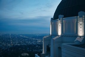 detail of Griffith Observatory at night cityscape, usa, california, los-angeles