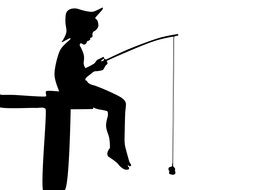 Fishing Boy Silhouette drawing