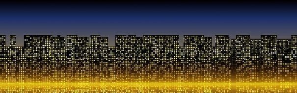 banner with night city landscape