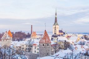 panorama of a snowy city