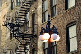 cityscape of Fire escape of the brick building