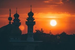 colorful sunrise over the mosque