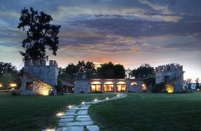 paved walkway to a luxury estate