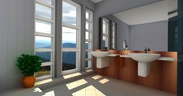 3d presentation of a bath room