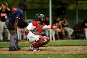 Baseball Umpire and player on field