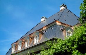 mansard roof of a building in Freiburg