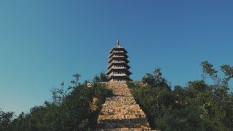 ancient temple among green trees