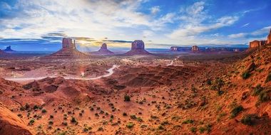 scenic desert landscape with red rock formations, usa, Utah, Monument Valley