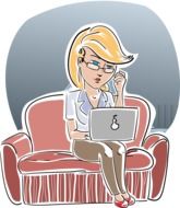 Woman with Laptop drawing