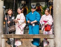 people in Kyoto shrine, Japan