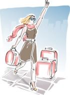 Girl Travel drawing