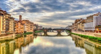 painted panorama of Arno river, Italy