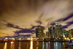 skyscrapers in the night city