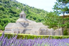 Monastery near the lavender fields and mountains