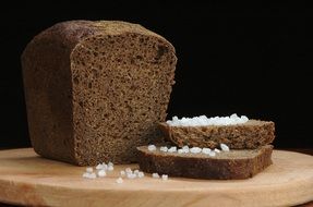 Salt on slices of Rye Bread