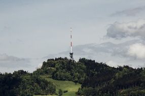 distant view of the cell tower on the hill