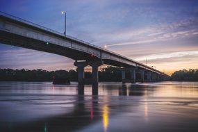 bridge over the river at dusk