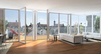 Modern Interior of Villa with light from the windows