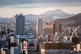 panorama of modern urban buildings in Japan