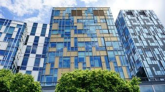 glass facade of a city building