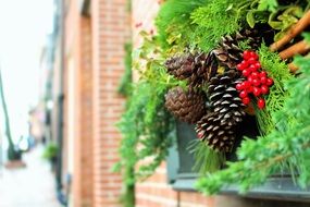 christmas decorations on the window