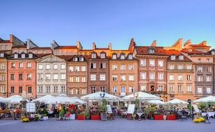 panorama of the old town in Warsaw, Poland