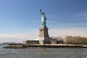 statue of liberty, New York, beautiful skyline