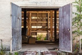 open door in an abandoned building