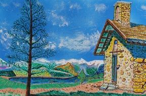 Chapel Landscape drawing