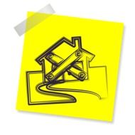 drawing of a house on a yellow sticker