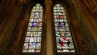 windows with a fresco in a church
