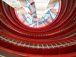 red staircase in futuristic architecture