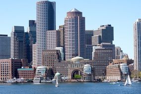 view from the water to modern boston