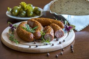 country sausage and homemade pickles