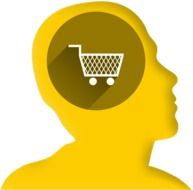 Icon shopping cart in your head drawing