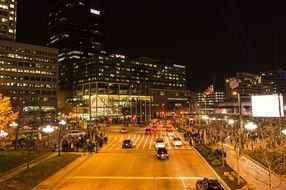 panoramic view of traffic in baltimore at night