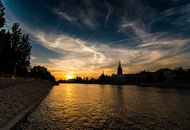 sunset over the river
