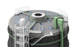 Gas holder, top view, render