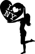 i love ny, silhouette girl as a drawing