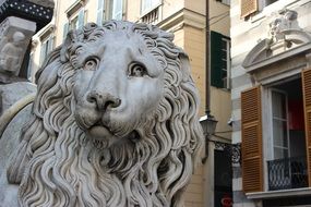 Lion statue in Genoa Italy Liguria