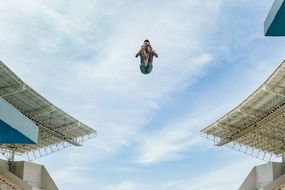 skydiving over buildings