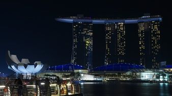 hotel building at night in singapore